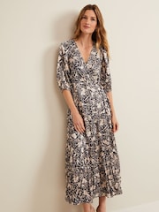 Phase Eight Black Floral Print Kezia Wrap Dress - Image 5 of 9
