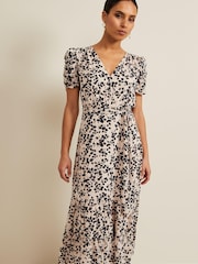 Phase Eight Black Petite Multi Floral Amy Midi Dress - Image 4 of 7