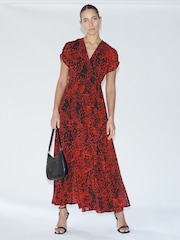 Religion Red Delight Wrap Dress With Full Skirt in Beautiful Prints - Image 2 of 6