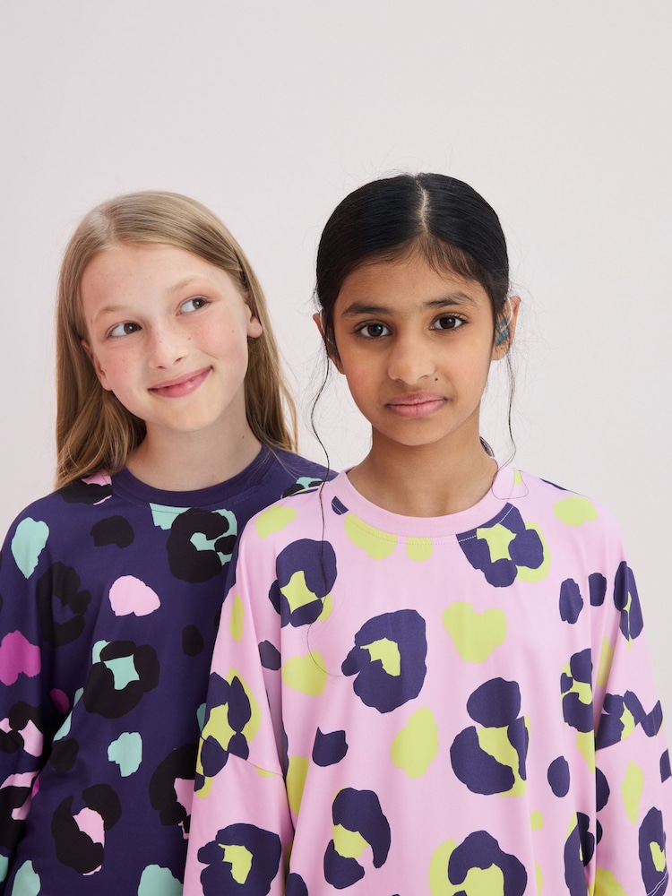 Pink/Navy Blue Animal Nighties 2 Pack (3-16yrs) - Image 2 of 8