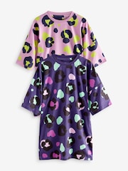Pink/Navy Blue Animal Nighties 2 Pack (3-16yrs) - Image 4 of 8