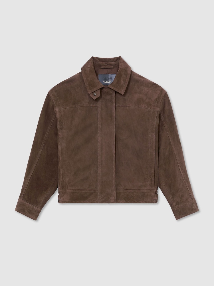 Reiss Brown Cooper Suede Relaxed-Fit Jacket - Image 2 of 8 Reiss Brown Cooper Suede Relaxed-Fit Jacket - Image 2 of 8