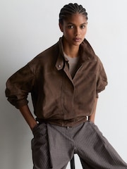 Reiss Brown Cooper Suede Relaxed-Fit Jacket - Image 6 of 8