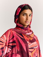 Red Print Long Sleeve Scarf Maxi Dress - Image 5 of 6
