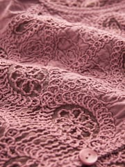 Rose Pink 100% Cotton Crochet Puff Sleeve Summer Top - Image 7 of 7