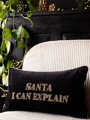 Rockett St George Santa I Can Explain Beaded Christmas Cushion - Image 1 of 6