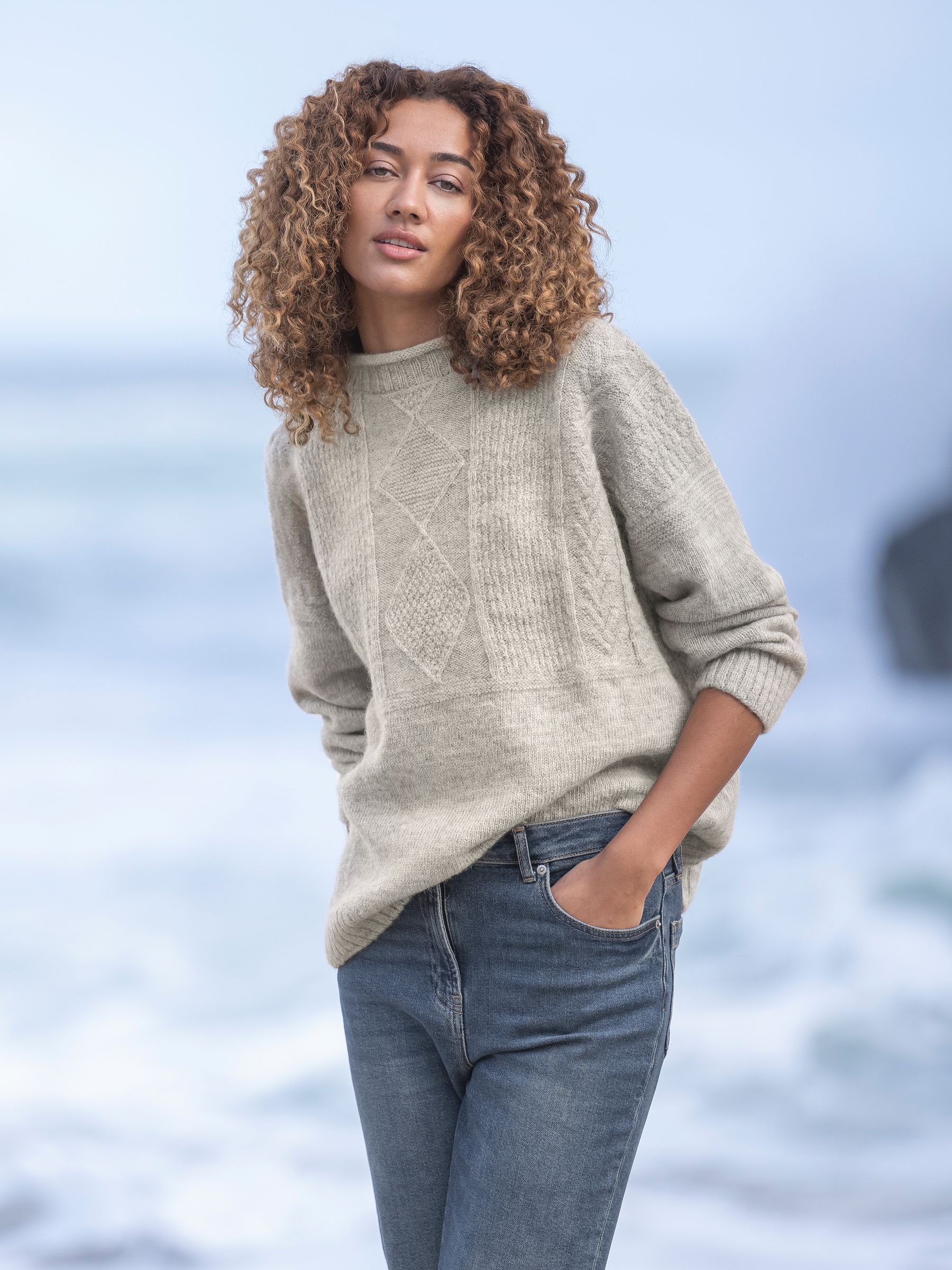 Buy Celtic Co. Grey British Wool Gansey Jumper from Next USA