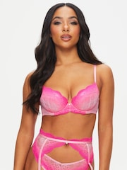 Ann Summers Pink Sexy Lace Planet Padded Plunge Bra - Image 1 of 4