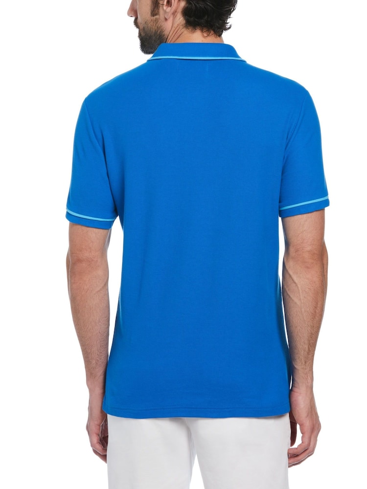 Leuchtend Blau - Original Penguin Piqué-Polo-shirt mit Kragen und mit Tasche und Earl Tipped - Bild 2 von 4