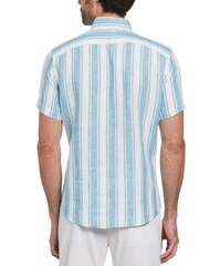 Original Penguin Blue Vertical Stripe 100% Linen Short Sleeve Shirt - Image 2 of 3