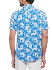 Hellblau - Original Penguin Hemd mit floralem All-Over-Druck aus Baumwollmischung und kurzen Ärmeln - Bild 2 von 3