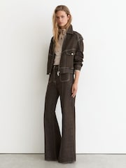 Reiss Brown Sakura Petite Patch-Pocket Flared Jeans - Image 1 of 9