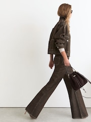 Reiss Brown Sakura Petite Patch-Pocket Flared Jeans - Image 5 of 9