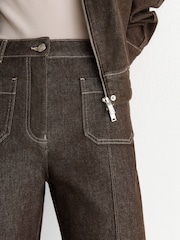 Reiss Brown Sakura Petite Patch-Pocket Flared Jeans - Image 6 of 9