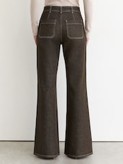 Reiss Brown Sakura Petite Patch-Pocket Flared Jeans - Image 7 of 9