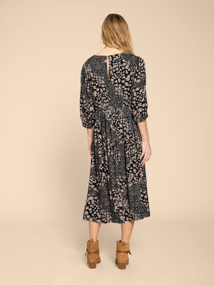 White Stuff Black EcoVero™ Midi Lucy Dress - Image 2 of 7