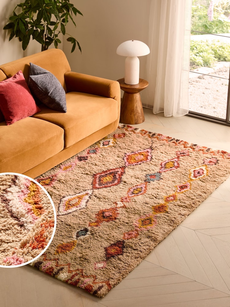 Multi Natural Taza Shaggy Berber Rug - Image 1 of 6