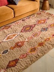 Multi Natural Taza Shaggy Berber Rug - Image 2 of 6