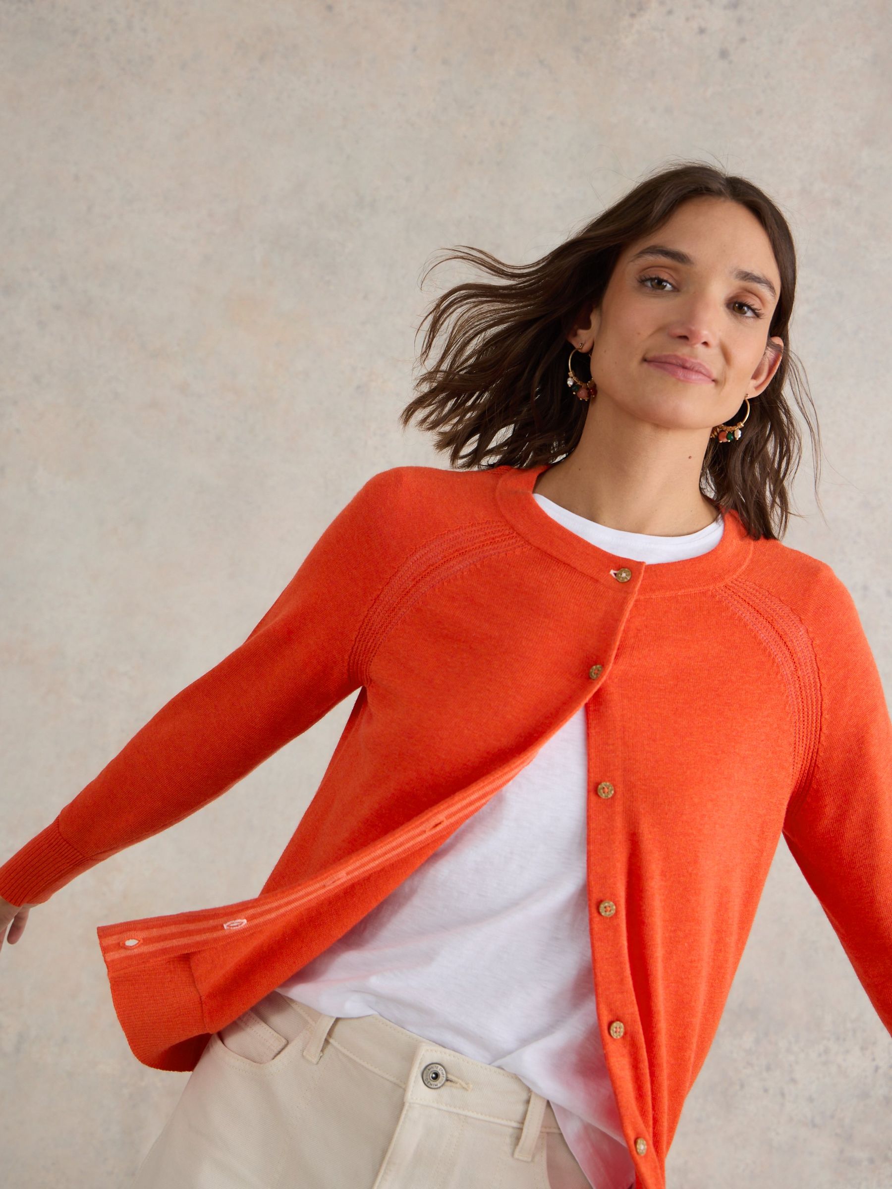 White stuff orange cardigan top