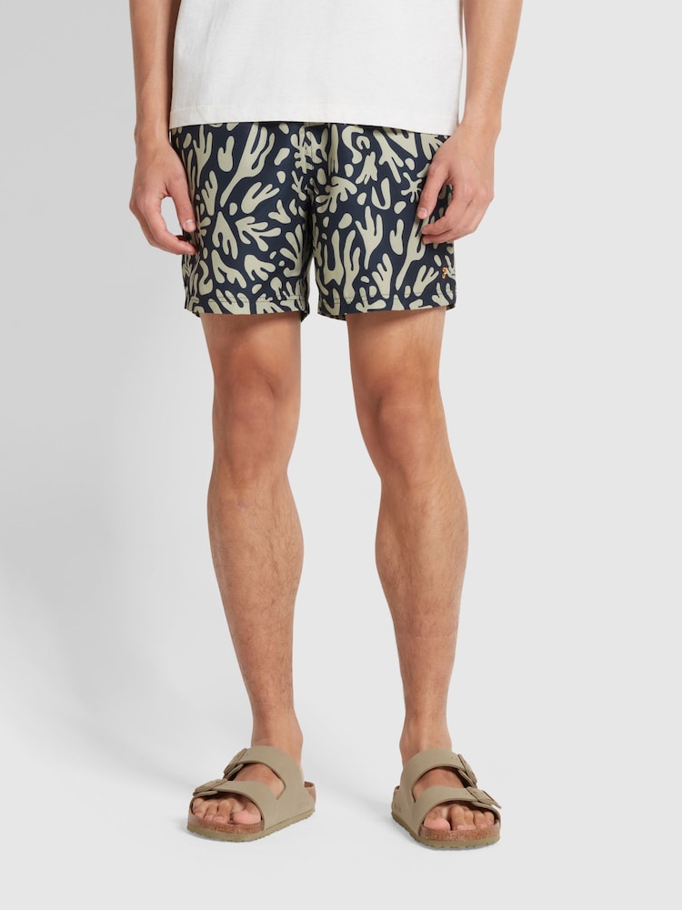 Farah Blue Colbert Reef Print Swim Shorts - Image 1 of 5