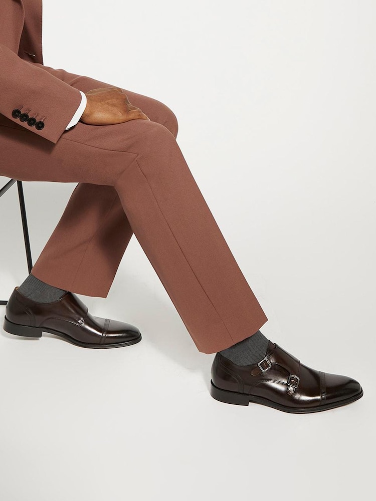 Dune London Brown Saloon Laser Toe Cap Monk Shoes - Image 1 of 6 Dune London Brown Saloon Laser Toe Cap Monk Shoes - Image 1 of 6