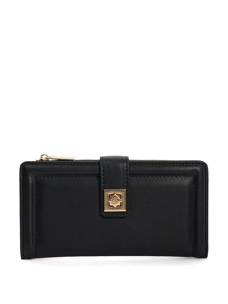 Dune London Black Klints Large Turnlock Detail Purse - Image 1 of 7 Dune London Black Klints Large Turnlock Detail Purse - Image 1 of 7
