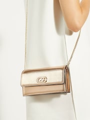 Dune London Gold Chrome Sapphire Branded Phone Cross-Body Bag - Image 1 of 6