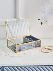 Ribbed Glass Jewellery Box - Image 1 of 4