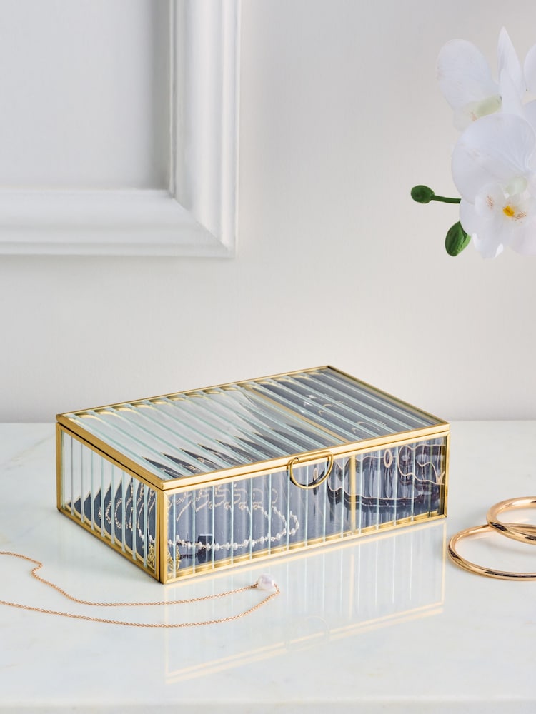Ribbed Glass Jewellery Box - Image 2 of 4
