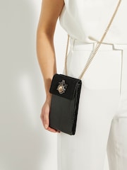 Dune London Black Saskias Bug Trim Phone Cross-Body Bag - Image 1 of 5