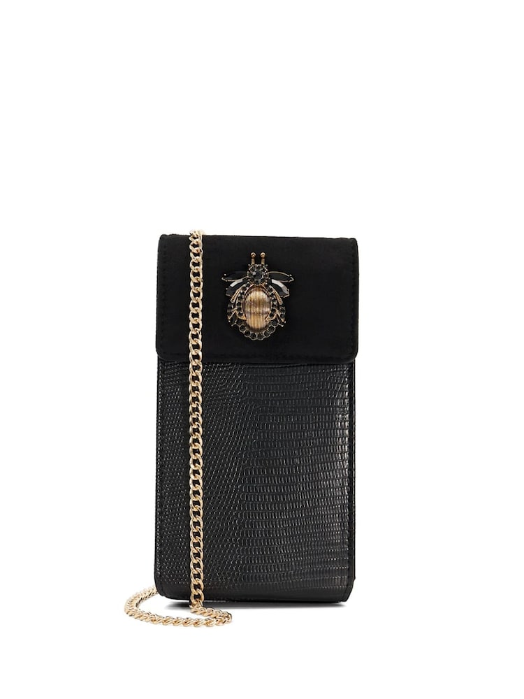 Dune London Black Saskias Bug Trim Phone Cross-Body Bag - Image 5 of 5