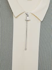 Reiss Sage Milton 9-14 yrs Half-Zip Striped Polo Shirt - Image 4 of 4