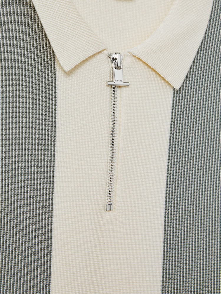 Reiss Sage Milton 9-14 yrs Half-Zip Striped Polo Shirt - Image 4 of 4