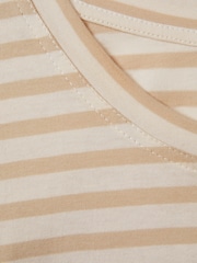 Reiss Neutral/White Morgan Cotton Striped Capped Sleeve T-Shirt - Image 5 of 5