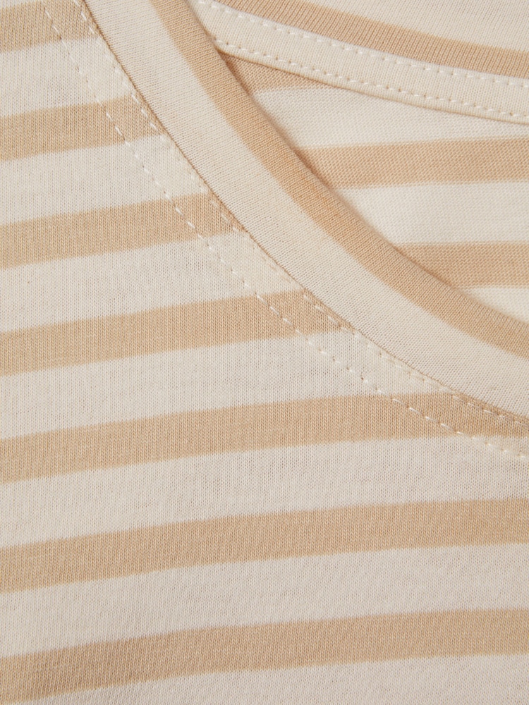 Reiss Neutral/White Morgan Cotton Striped Capped Sleeve T-Shirt - Image 5 of 5
