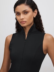 Good American Black Good American Funnel Neck Scuba Thong Bodysuit - Image 4 of 6