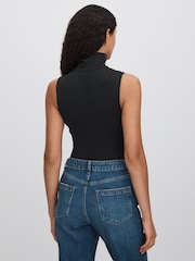 Good American Black Good American Funnel Neck Scuba Thong Bodysuit - Image 5 of 6