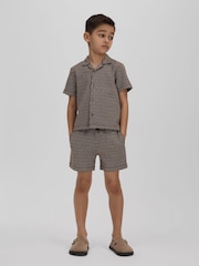 Reiss Tobacco Multi Grove 9-13 yrs Jacquard Cuban Collar Shirt - Image 3 of 4
