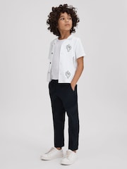 Reiss White Aurora 13-14 yrs Cotton Cactus Cuban Collar Shirt - Image 2 of 4