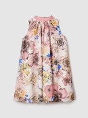 Reiss Pink Print Kady 9-13 yrs Floral Print Halter Neck Dress - Image 2 of 4