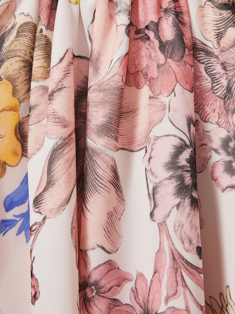 Reiss Pink Print Kady 9-13 yrs Floral Print Halter Neck Dress - Image 4 of 4