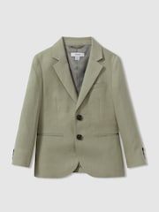 Reiss Apple Kin Senior Linen Single Breasted Blazer - Image 1 of 3