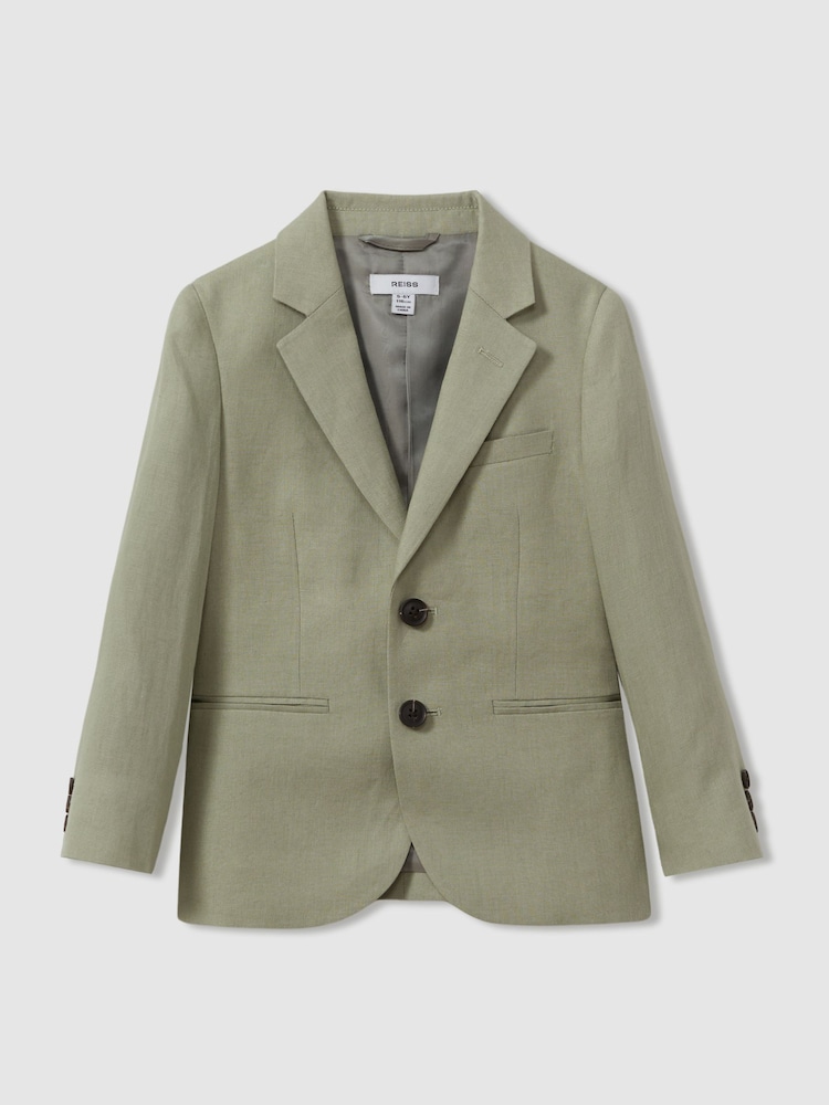 Reiss Apple Kin Senior Linen Single Breasted Blazer - Image 1 of 3