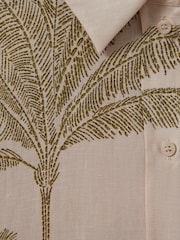 Reiss Neutral Oskia Linen Tropical Print Shirt - Image 6 of 6