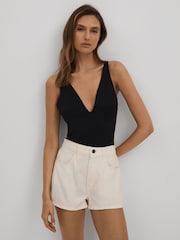 Good American Black Good American Scuba V-Neck Bodysuit - Image 1 of 5