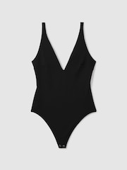 Good American Black Good American Scuba V-Neck Bodysuit - Image 2 of 5