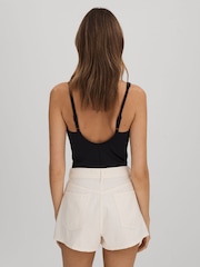 Good American Black Good American Scuba V-Neck Bodysuit - Image 4 of 5
