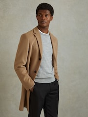 Reiss Camel Clark Wool Blend Single Breasted Epsom Coats - Image 1 of 6