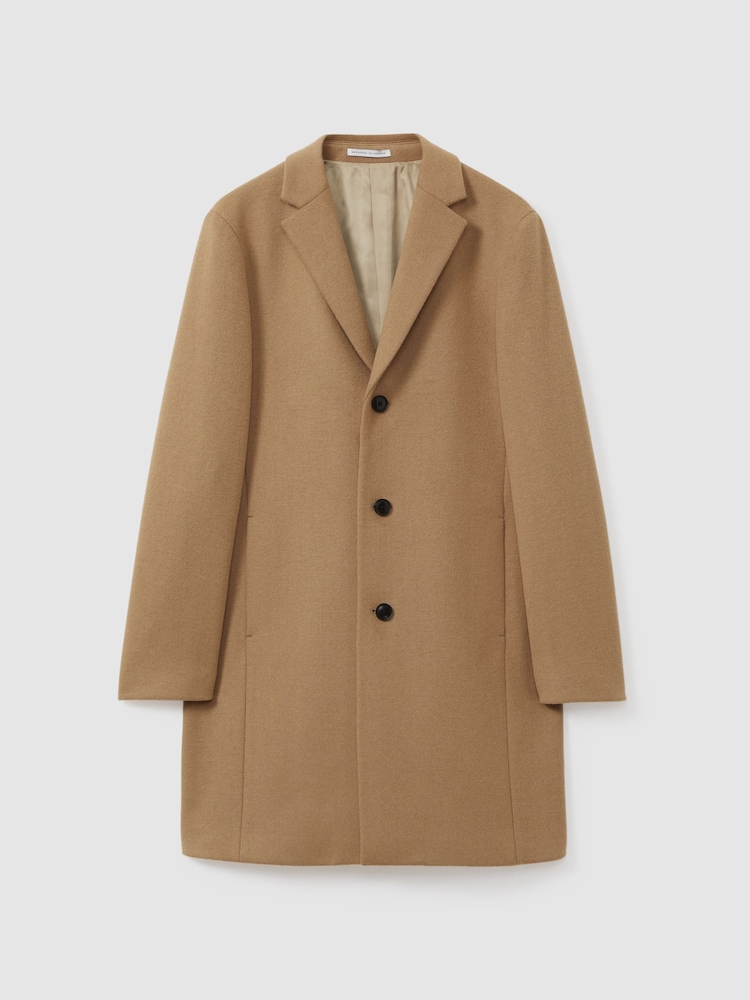 Reiss Camel Clark Wool Blend Single Breasted Epsom Coats - Image 2 of 6 Reiss Camel Clark Wool Blend Single Breasted Epsom Coats - Image 2 of 6