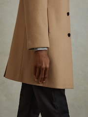 Reiss Camel Clark Wool Blend Single Breasted Epsom Coats - Image 4 of 6
